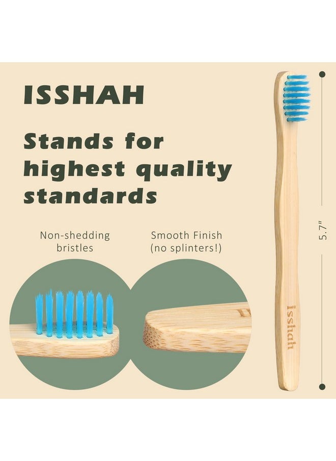 Isshah - Kids Bamboo Toothbrushes Biodegradable Handle Bpa Free Eco Friendly Children Size, Pack Of 4 - Image 1