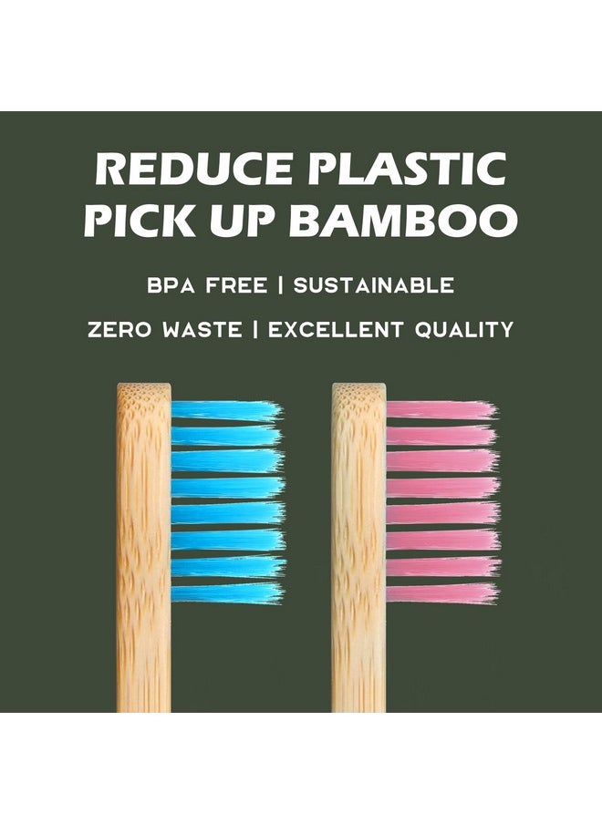 Isshah - Kids Bamboo Toothbrushes Biodegradable Handle Bpa Free Eco Friendly Children Size, Pack Of 4 - Image 1