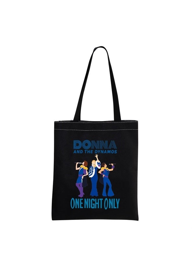 TOBGBE Music Inspired Gift Donna and The Dynamos Gift Here We Go Again Makeup Bag Power Gift Drama Fans Gifts Music Lover Bag（ Donna Mia tote BK）  - Image 1