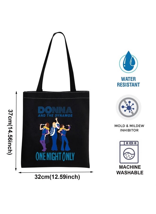 TOBGBE Music Inspired Gift Donna and The Dynamos Gift Here We Go Again Makeup Bag Power Gift Drama Fans Gifts Music Lover Bag（ Donna Mia tote BK）  - Image 2