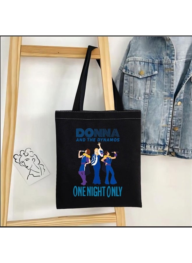 TOBGBE Music Inspired Gift Donna and The Dynamos Gift Here We Go Again Makeup Bag Power Gift Drama Fans Gifts Music Lover Bag（ Donna Mia tote BK）  - Image 4