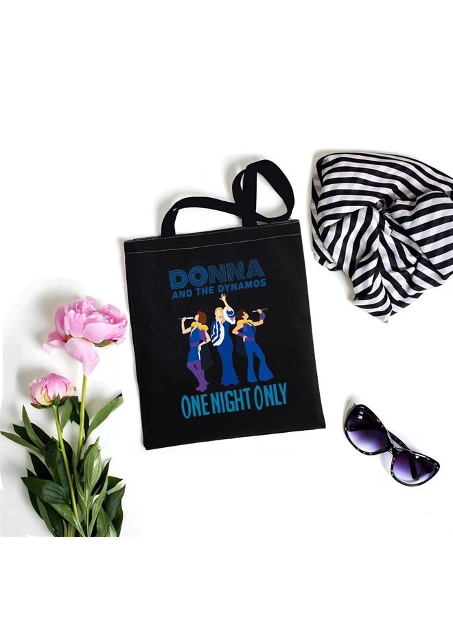 TOBGBE Music Inspired Gift Donna and The Dynamos Gift Here We Go Again Makeup Bag Power Gift Drama Fans Gifts Music Lover Bag（ Donna Mia tote BK）  - Image 3