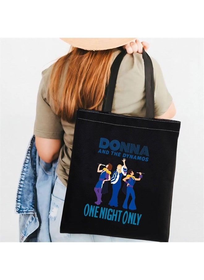 TOBGBE Music Inspired Gift Donna and The Dynamos Gift Here We Go Again Makeup Bag Power Gift Drama Fans Gifts Music Lover Bag（ Donna Mia tote BK）  - Image 5