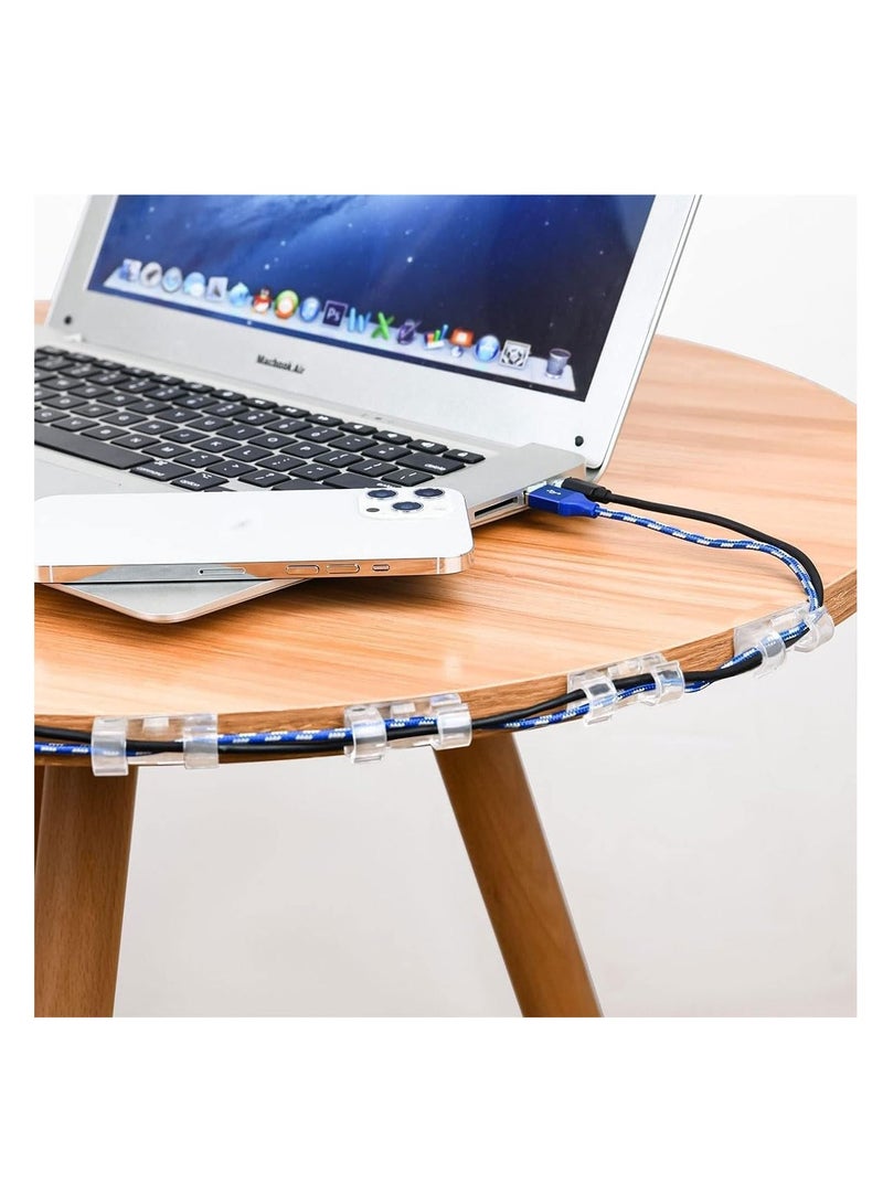 ECVV ECVV 40PCS Cable Clips Strong Self Adhesive Cable Management Clips Transparent Cord Holder Wire Clamp Cord Organizer for 4-6MM Cables Indoor/Outdoor - Image 3