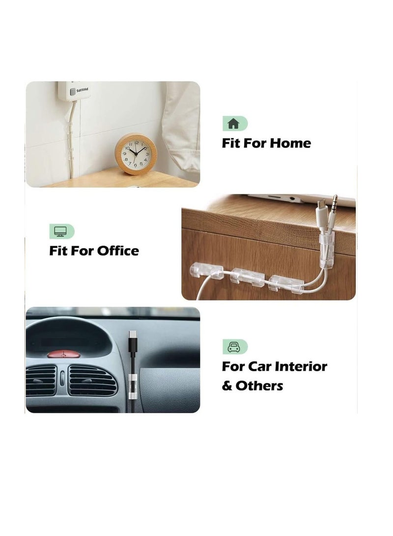 ECVV ECVV 40PCS Cable Clips Strong Self Adhesive Cable Management Clips Transparent Cord Holder Wire Clamp Cord Organizer for 4-6MM Cables Indoor/Outdoor - Image 4