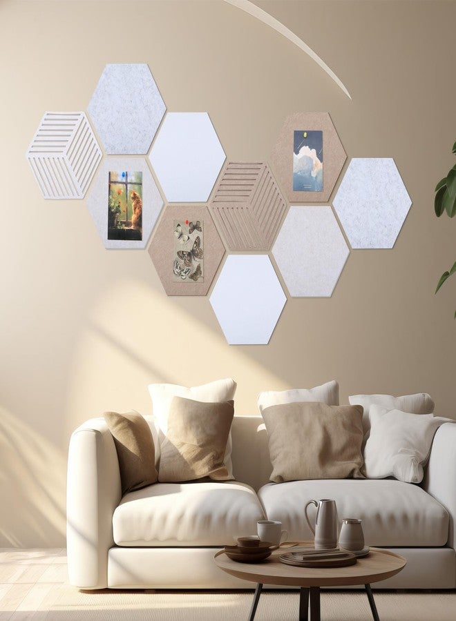 Maasechs 10 Pcs Hexagon Wall Felt Cork Bulletin Boards, 1 Box Push Pins, DIY Self Adhesive Creative Cork Board Tiles for Walls, Home Decorative, Office, Memos, Photos Display - Image 5