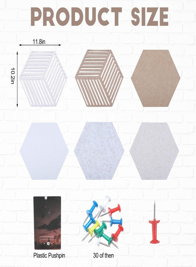Maasechs 10 Pcs Hexagon Wall Felt Cork Bulletin Boards, 1 Box Push Pins, DIY Self Adhesive Creative Cork Board Tiles for Walls, Home Decorative, Office, Memos, Photos Display - Image 2