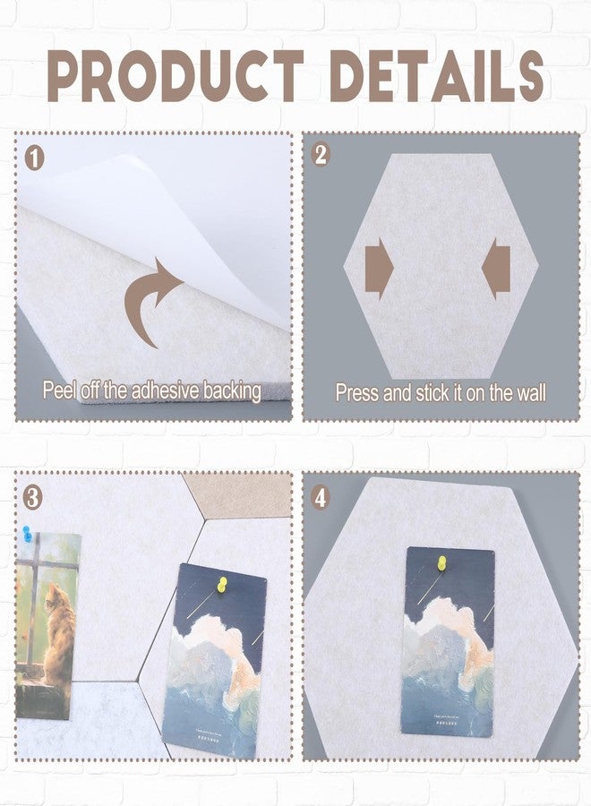 Maasechs 10 Pcs Hexagon Wall Felt Cork Bulletin Boards, 1 Box Push Pins, DIY Self Adhesive Creative Cork Board Tiles for Walls, Home Decorative, Office, Memos, Photos Display - Image 3