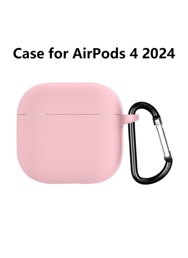 Youque - Silicone Case for Apple AirPods 4 Protective Earphone Cover with Hook Pink - Image 1