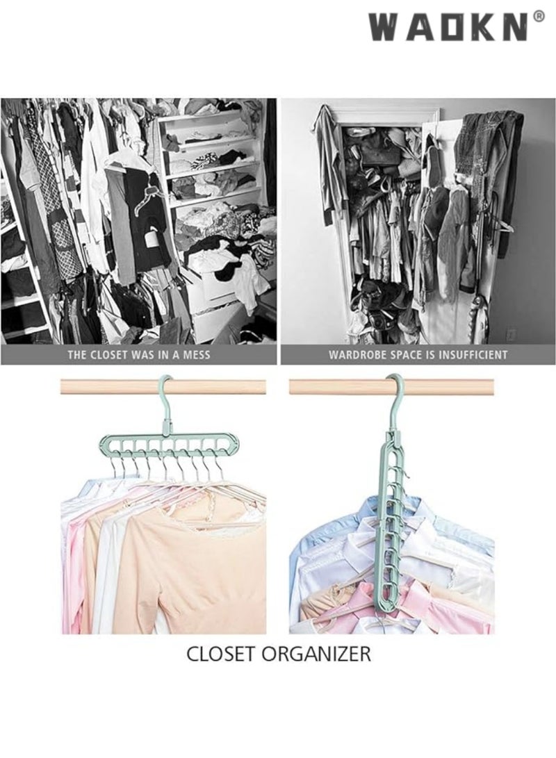 WAOKN Space Saving Clothes Hangers Multifunctional Smart Closet Organizer Premium Wardrobe Clothing Cascading Hanger 9 Slots, Innovative Design for Heavy Clothes, Shirts Pants Dresses Coats(8 Pack) - Image 3