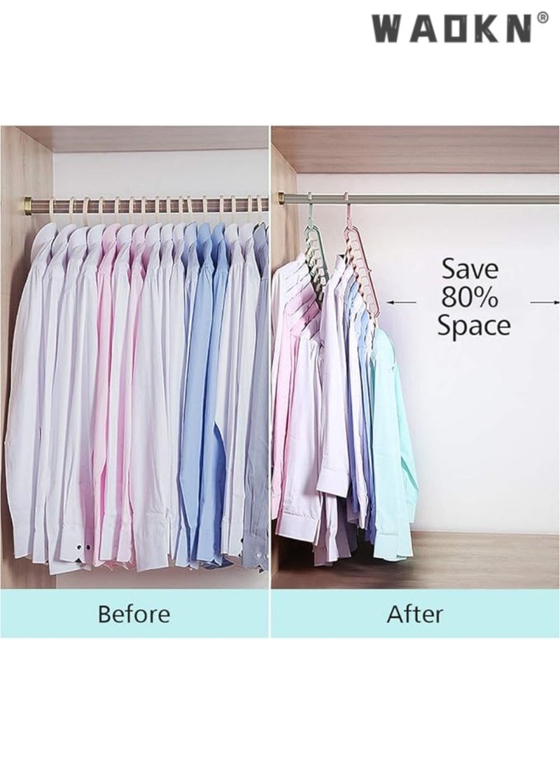 WAOKN Space Saving Clothes Hangers Multifunctional Smart Closet Organizer Premium Wardrobe Clothing Cascading Hanger 9 Slots, Innovative Design for Heavy Clothes, Shirts Pants Dresses Coats(8 Pack) - Image 2