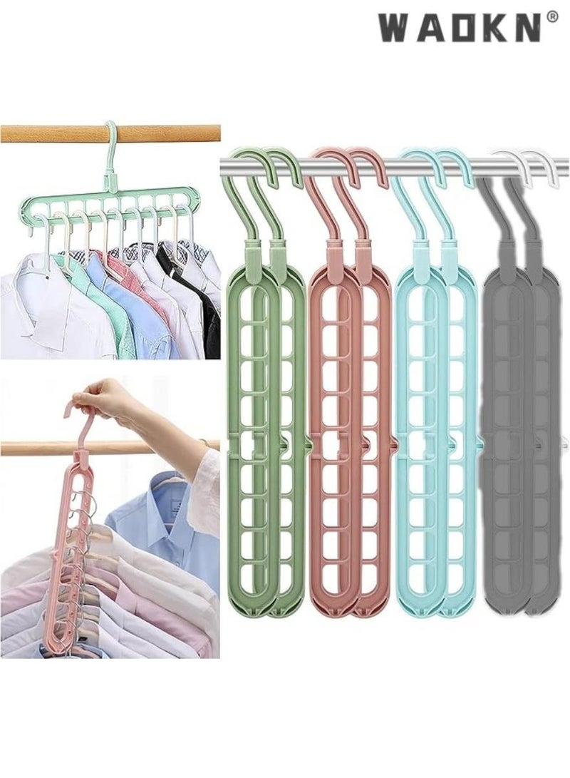 WAOKN Space Saving Clothes Hangers Multifunctional Smart Closet Organizer Premium Wardrobe Clothing Cascading Hanger 9 Slots, Innovative Design for Heavy Clothes, Shirts Pants Dresses Coats(8 Pack) - Image 1