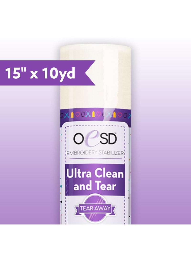 OESD OESD Ultra Clean and Tear Embroidery Stabilizer 15 x 10 Yd Roll  - Image 2