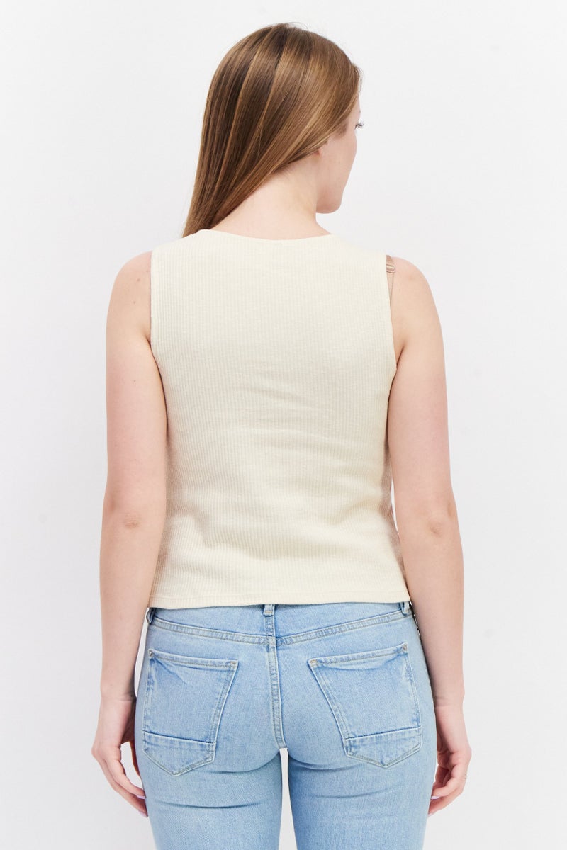 RIVER ISLAND تي شيرت نسائي بلا أكمام بتصميم محبوك، مجموعة وردية - Image 2