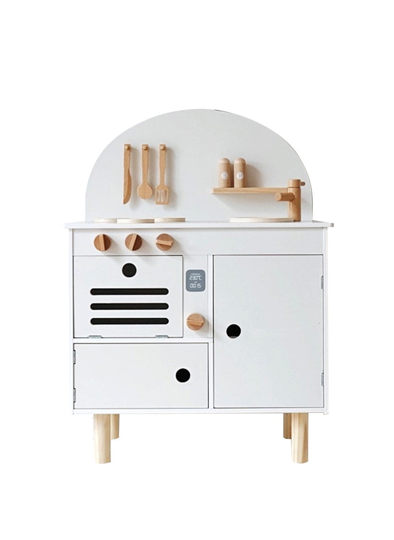 MaBaby Wooden Play Kitchen for Kids, Kids Play Kitchen Playset Chef Pretend Play Set for Toddlers, Toys Kitchen with 7 Pcs wood Toy Kitchen Accessorie  - Image 1