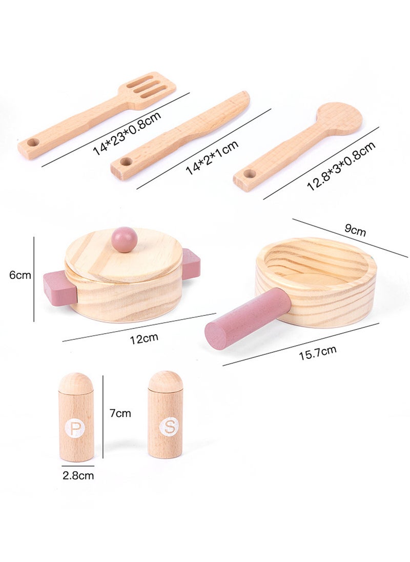 MaBaby Wooden Play Kitchen for Kids, Kids Play Kitchen Playset Chef Pretend Play Set for Toddlers, Toys Kitchen with 7 Pcs wood Toy Kitchen Accessorie  - Image 5
