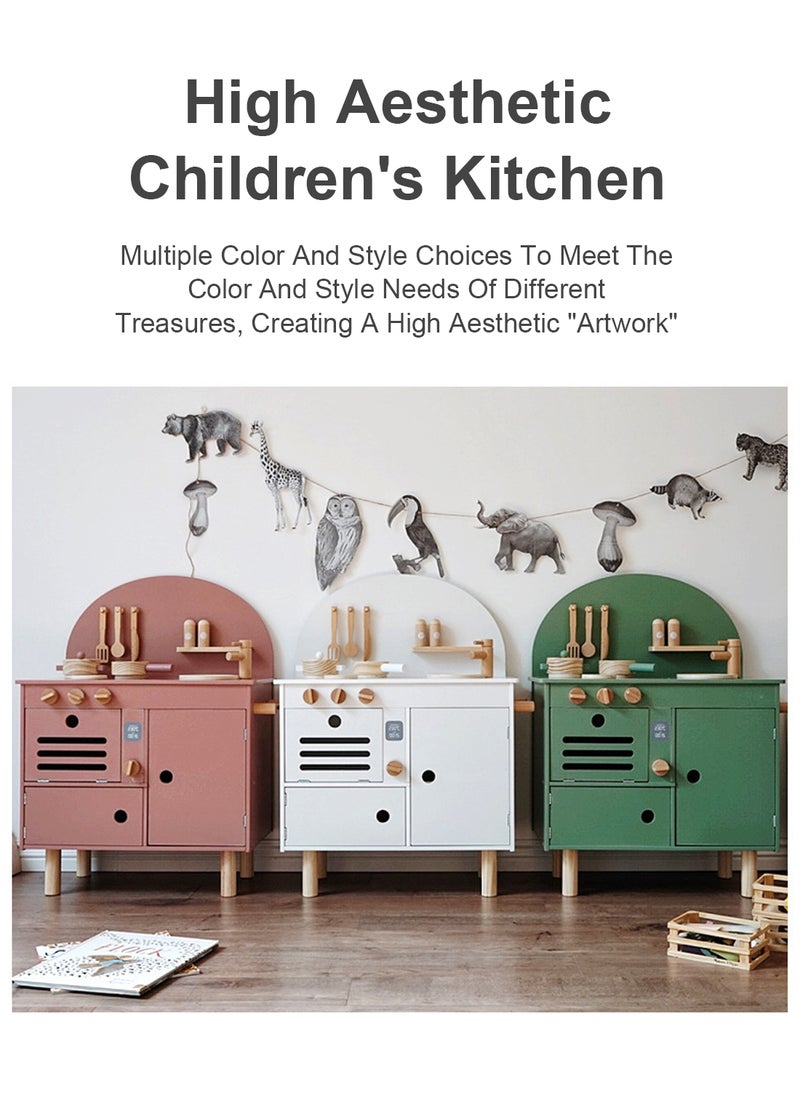 MaBaby Wooden Play Kitchen for Kids, Kids Play Kitchen Playset Chef Pretend Play Set for Toddlers, Toys Kitchen with 7 Pcs wood Toy Kitchen Accessorie  - Image 4