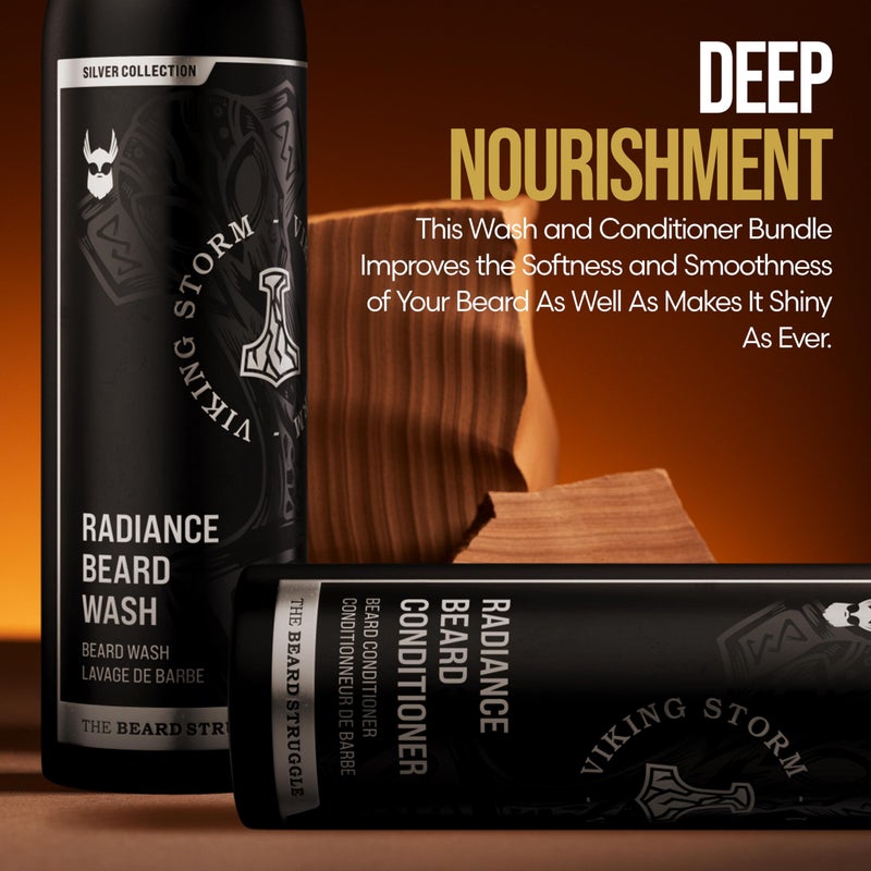 The Beard Struggle Beard Growth Kit for Men includes Beard Balm, Beard Oil, Beard Wash, & Beard Conditioner - Silver Collection - Viking Storm - Image 5