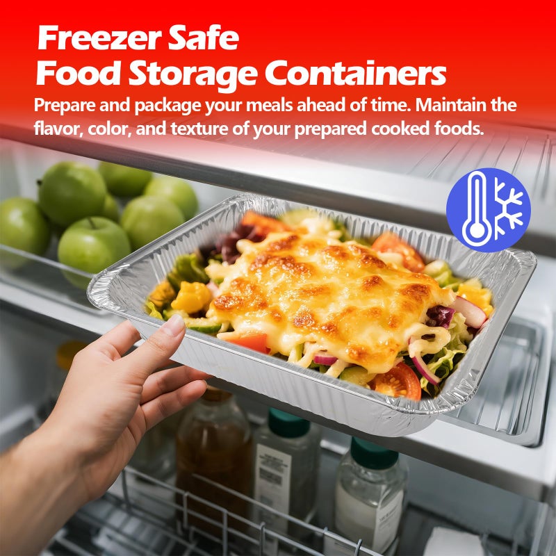 MAXTBEE 9x13 Aluminum Foil Pans with Lid, 10 Pack Disposable Trays Half Size Heavy Duty Tin Pans Deep Food Containers For Cooking, Meal Prep, Baking, Roasting, Chafing, Heating or Steam Table - Image 4