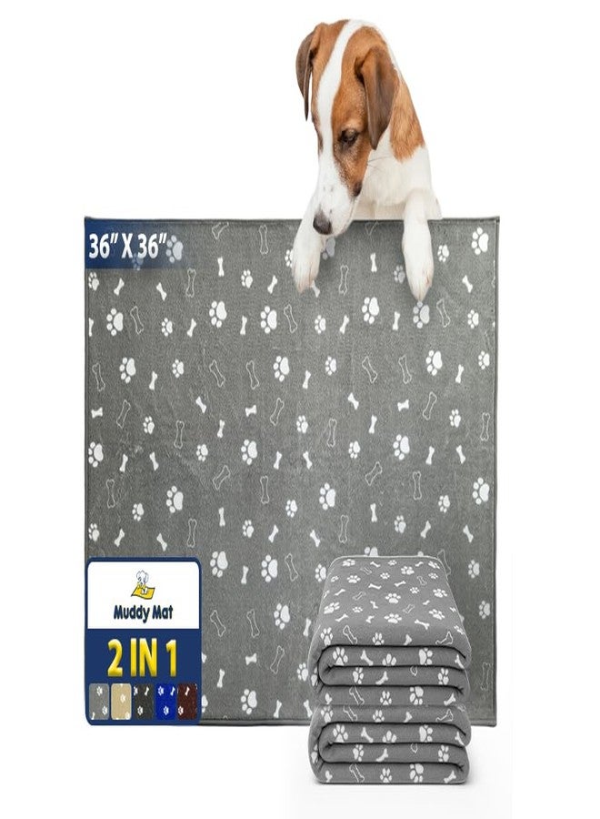 Muddy Mat® Washable Pee Pads for Dogs, Super Absorbent Reusable Puppy Pads-100% Waterproof Pee & Potty Training Pads for Pets, Non-Slip Dog Pads for Crates, Playpens and Floors - 2 Pack, Grey 36"x36" - Image 1