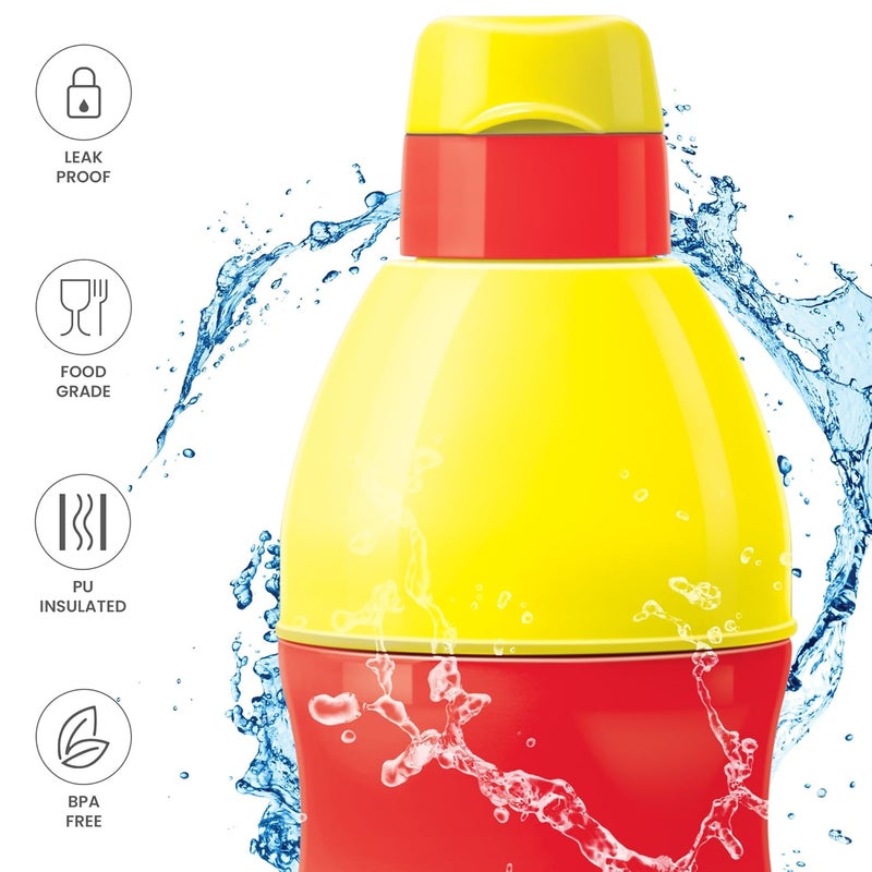 Milton Milton Kool Buddy 600 Plastic Insulated Water Bottle with Straw for Kids, 500 ml, Red | School | Picnic | Sipper | Leak Proof | BPA Free | Food Grade | Easy to Carry - Image 2