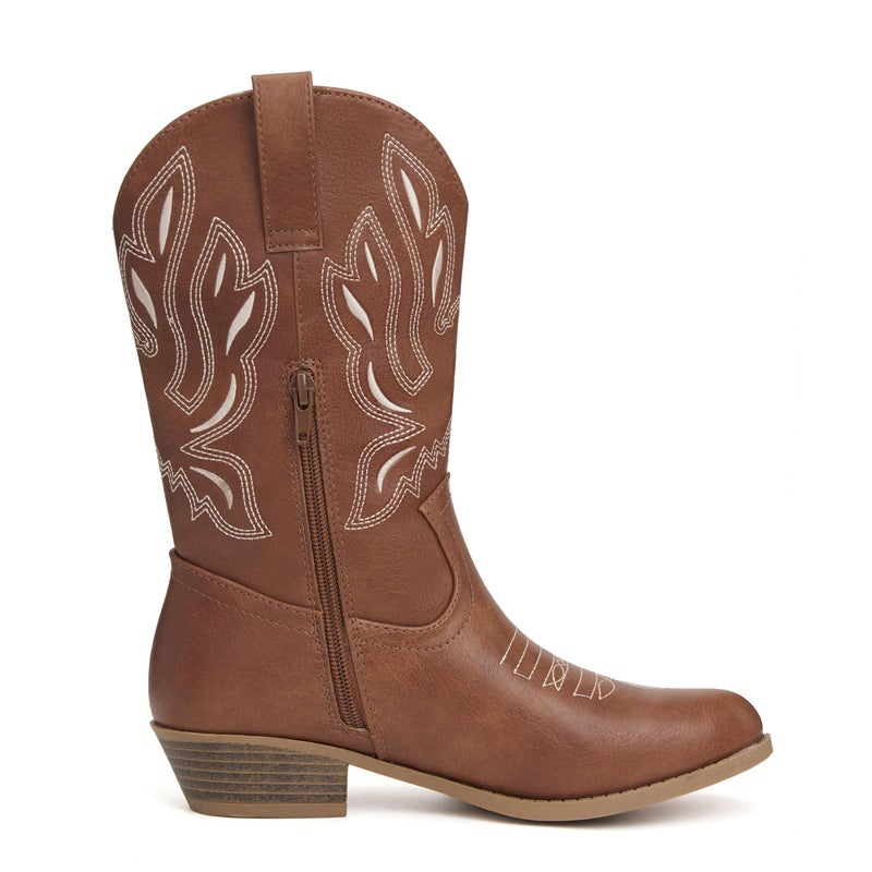 vodvob Kids Western Cowboy Boots for Girls & Boys, Round Toe Mid-Calf Cowgirl Boot with Embroidered & Side Zipper (Little Kid/Big Kid) - Image 3