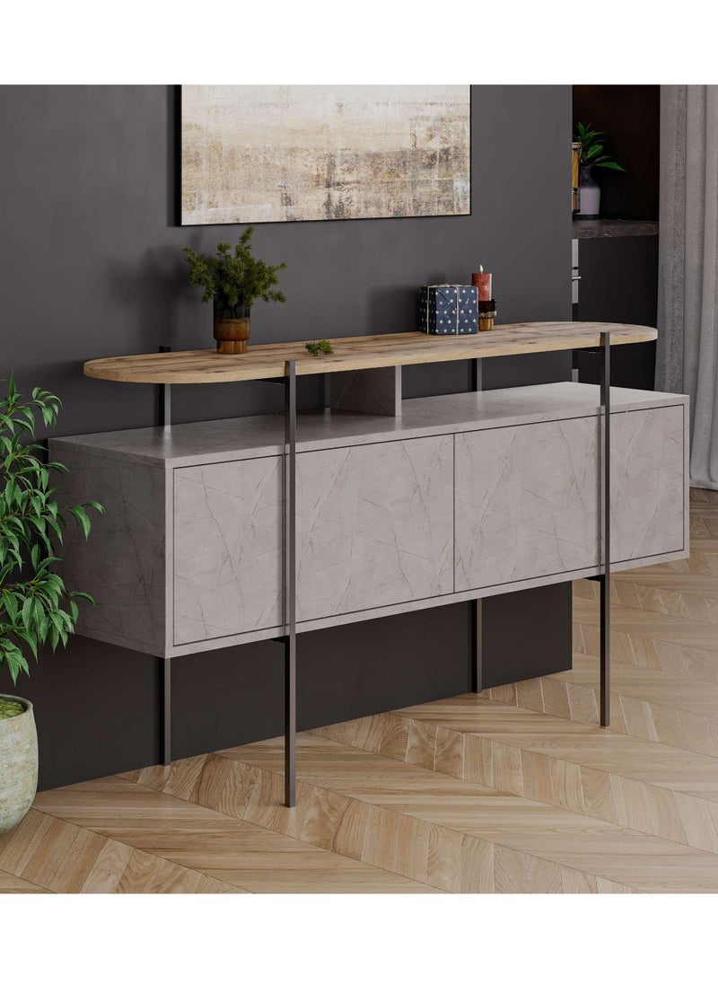 Mourah Home Hanley Console With Storage - Gold Marble/ Brown - 2 Years Warranty  - Image 1