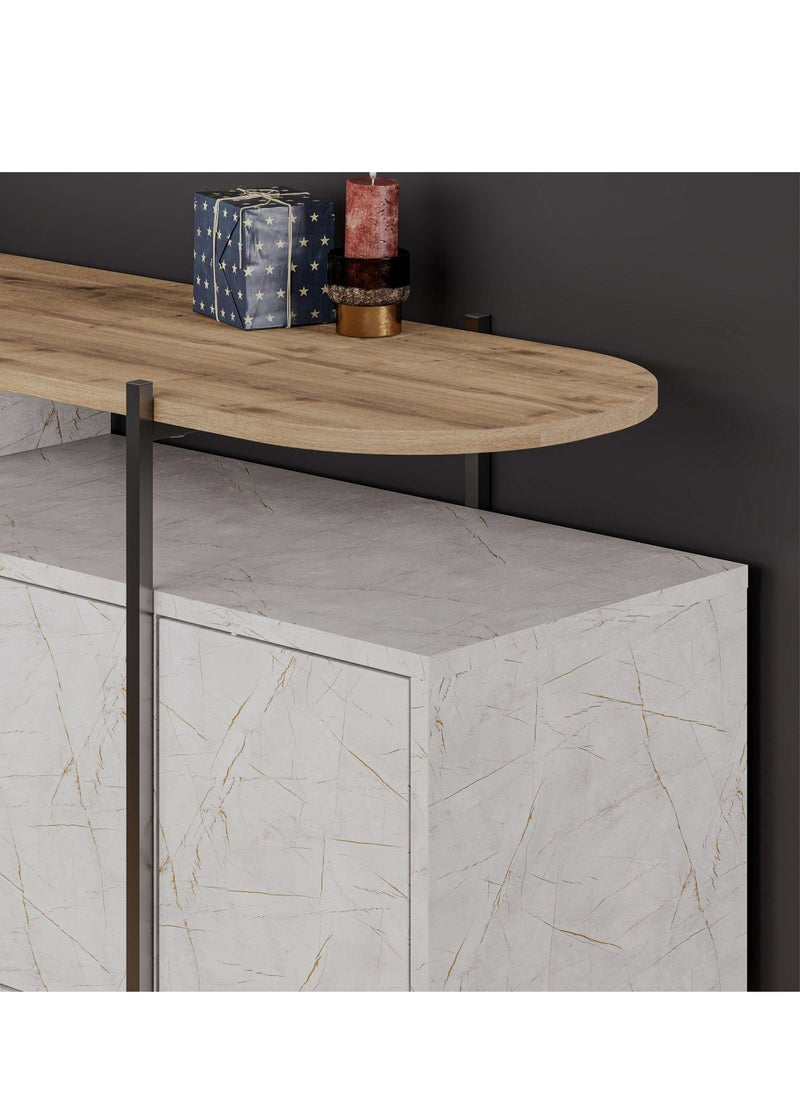 Mourah Home Hanley Console With Storage - Gold Marble/ Brown - 2 Years Warranty  - Image 4