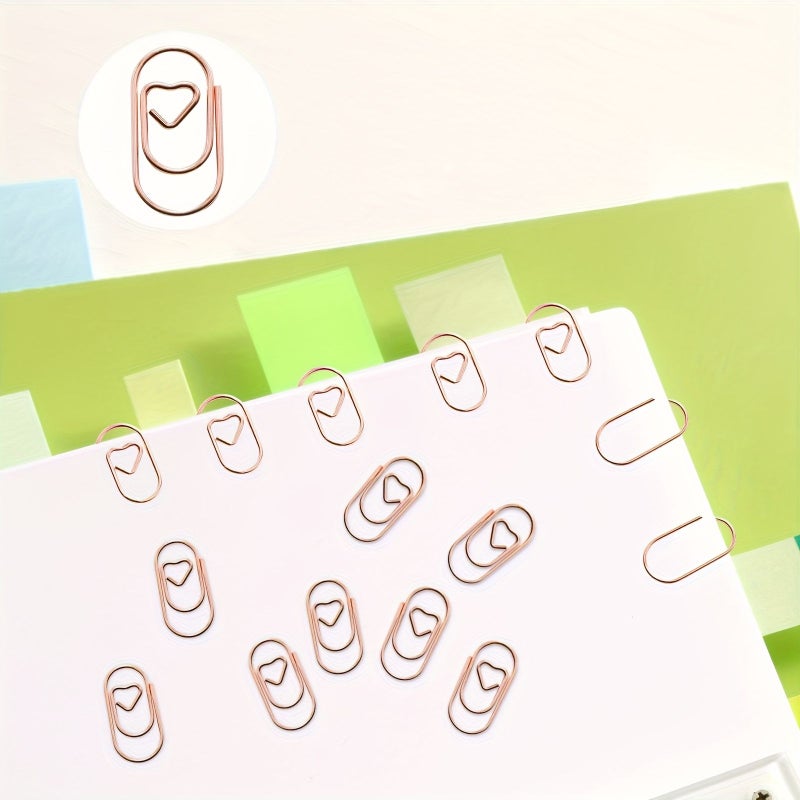 Golden Heart Shaped Paper Clips 49pcs Metal Office Supplies For School Work Home - Image 5