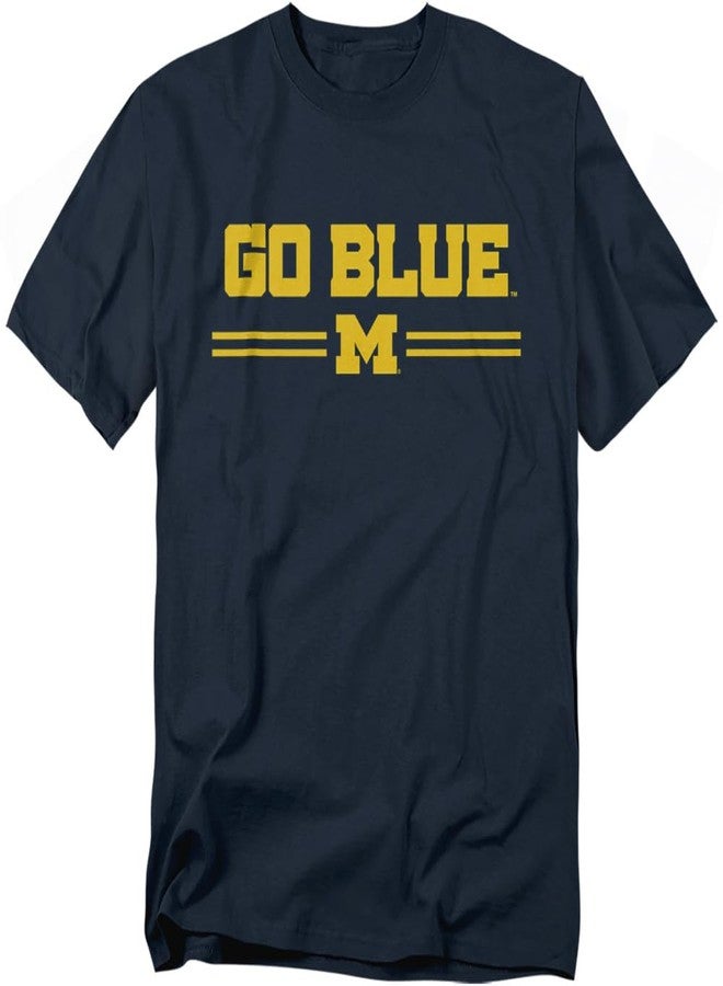 LOGOVISION University of Michigan Go Blue Lines Unisex Adult T Shirt, Navy, Large - Image 1