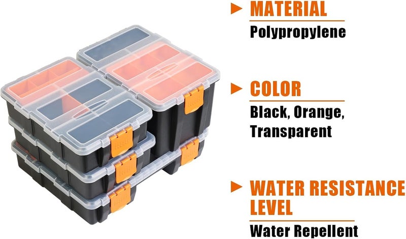 ISTARA Istara Hardware Parts Organizers 4 Piece Set Toolbox Compartment Small Parts Organizer Versatile and Durable Storage Tool Box Small Parts Organizer Storage Compartment  - Image 4