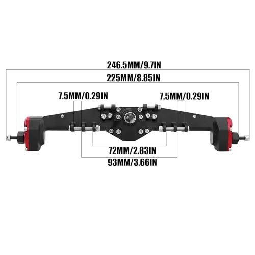 HYBDX RC 1/10 RC Crawler All Metal Front and Rear Portal Axle for Axial Capra 1.9 UTB Buggy F9 CNC Machined 7075 Aluminum Integrated (Red) - Image 3