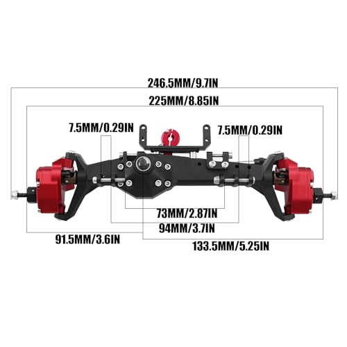 HYBDX RC 1/10 RC Crawler All Metal Front and Rear Portal Axle for Axial Capra 1.9 UTB Buggy F9 CNC Machined 7075 Aluminum Integrated (Red) - Image 2