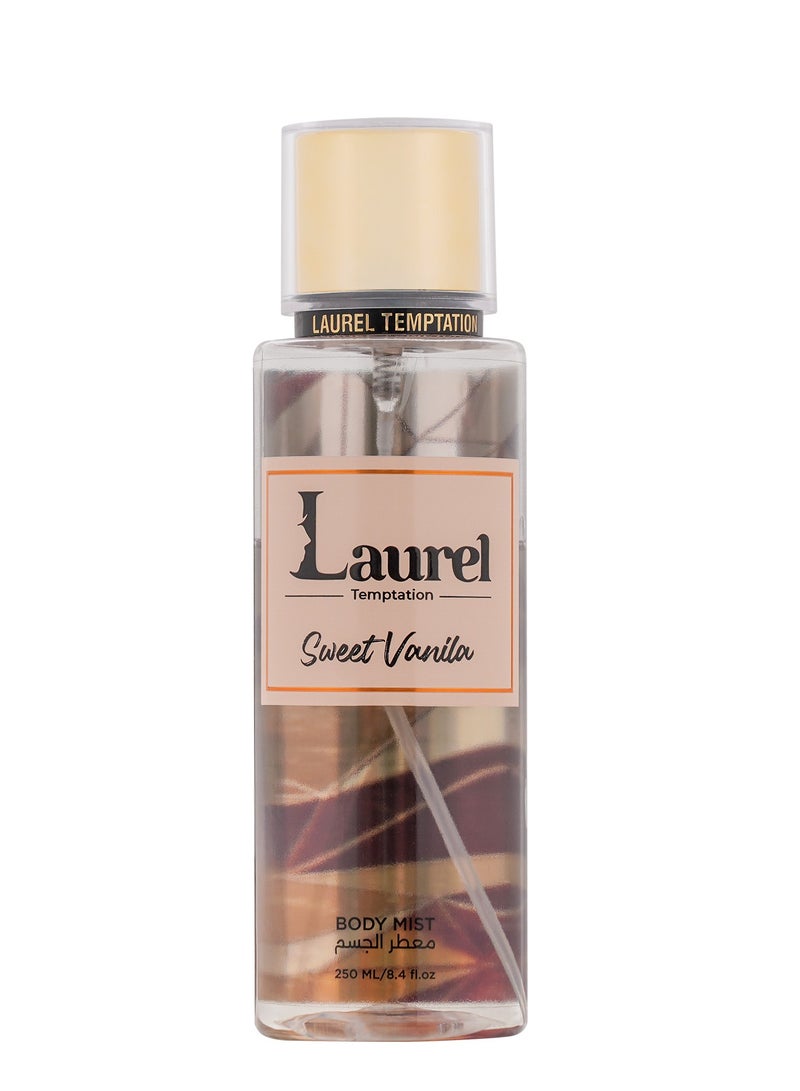 إغراء الغار لوريل بودي سبلاش – سويت فانيلا (250 مل) | رذاذ فانيليا كريمي وخشب ناعم للنساء - Image 1