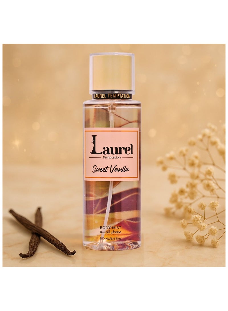 إغراء الغار لوريل بودي سبلاش – سويت فانيلا (250 مل) | رذاذ فانيليا كريمي وخشب ناعم للنساء - Image 2