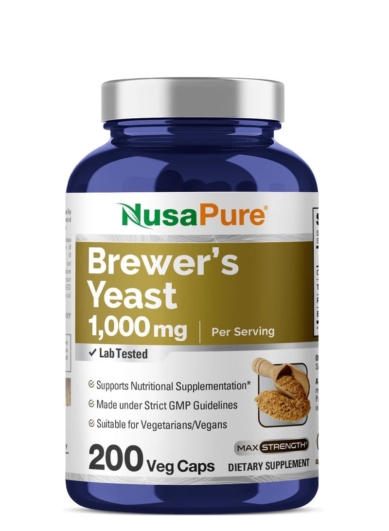 نوسابيور خميرة البيرة 1000 مجم 200 كبسولة نباتية (خالية من الكائنات المعدلة وراثيًا وخالية من الجلوتين) تدعم صحة القلب والجهاز الهضمي - Image 1