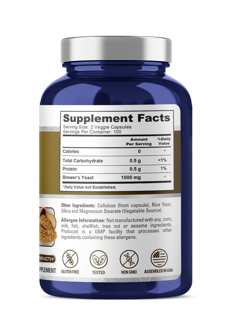 نوسابيور خميرة البيرة 1000 مجم 200 كبسولة نباتية (خالية من الكائنات المعدلة وراثيًا وخالية من الجلوتين) تدعم صحة القلب والجهاز الهضمي - Image 2