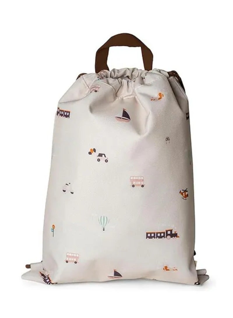 Citron Waterproof Lightweight Drawstring Backpack, Vehicles Theme, Large Capacity for Kids 4 Years+ - 16 Inches