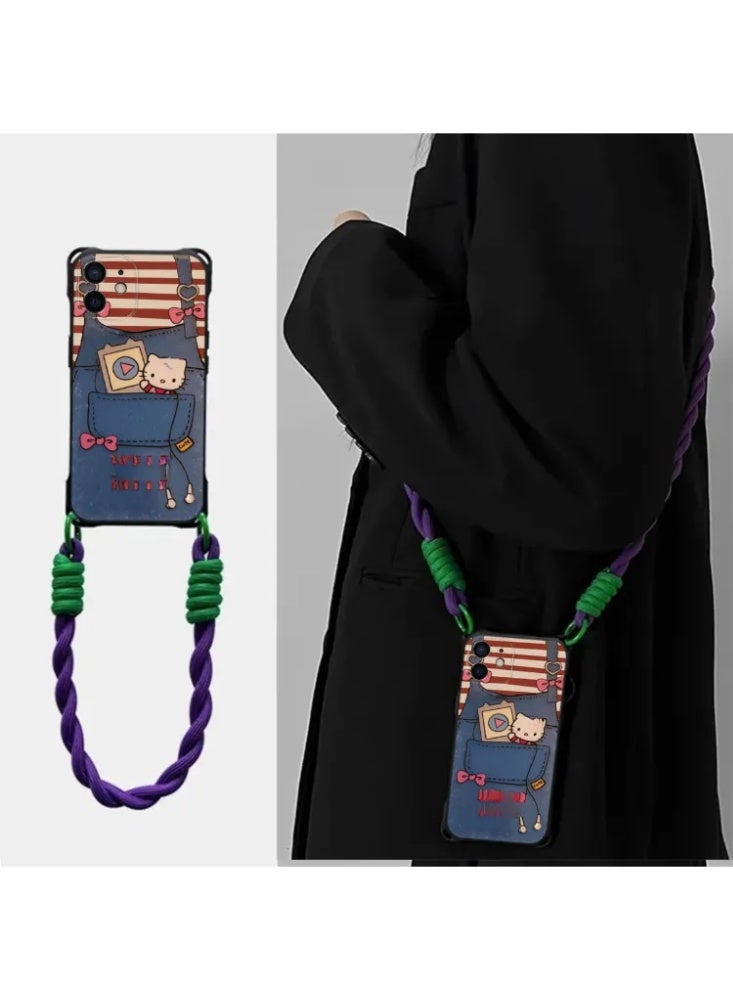Denim-Style Phone Case with Adjustable Crossbody Lanyard, Shockproof Cover for iPhone 17 Air - Image 5