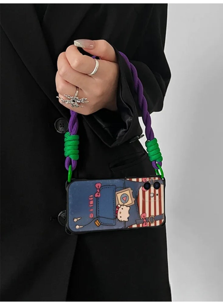 Denim-Style Phone Case with Adjustable Crossbody Lanyard, Shockproof Cover for iPhone 17 Air - Image 2
