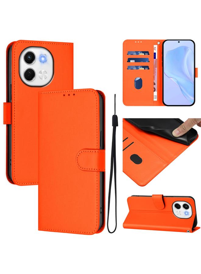 erorex Case For Tecno Spark 30 5G / Pova 6 Neo 5G Skin Feel Solid Color Leather Phone Case with Lanyard - Image 1