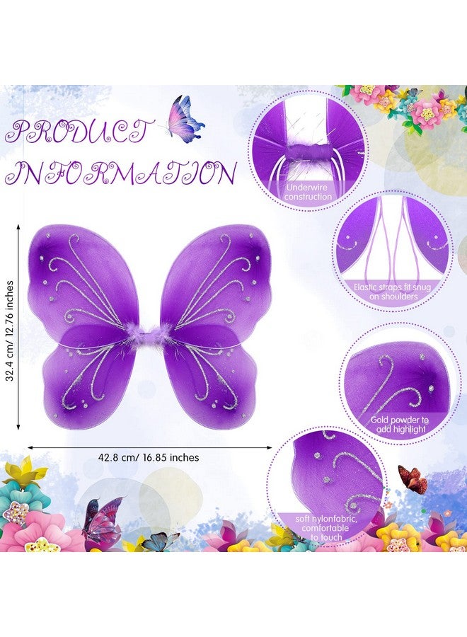 Foaincore Foaincore 12 Pcs Butterfly Fairy Wings for Girls Dress up Glitter Fairy Costumes for Sparkle Princess Wings Birthday Party Favors (Multicolor)  - Image 2