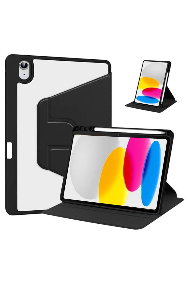 VKL Hybrid Case Compatible with iPad A16 11th Generation 11" 2025/10th Generation 10.9" 2022, Clear Acrylic Multi-Angle Hard PC Case with Pen Holder Protective Stand Cover for iPad A16 (Black) - Image 1
