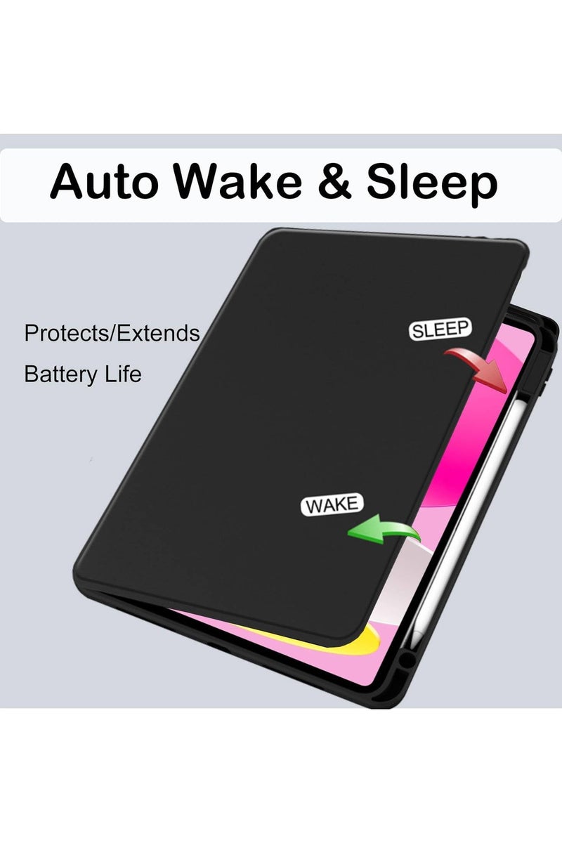 VKL Hybrid Case Compatible with iPad A16 11th Generation 11" 2025/10th Generation 10.9" 2022, Clear Acrylic Multi-Angle Hard PC Case with Pen Holder Protective Stand Cover for iPad A16 (Black) - Image 2