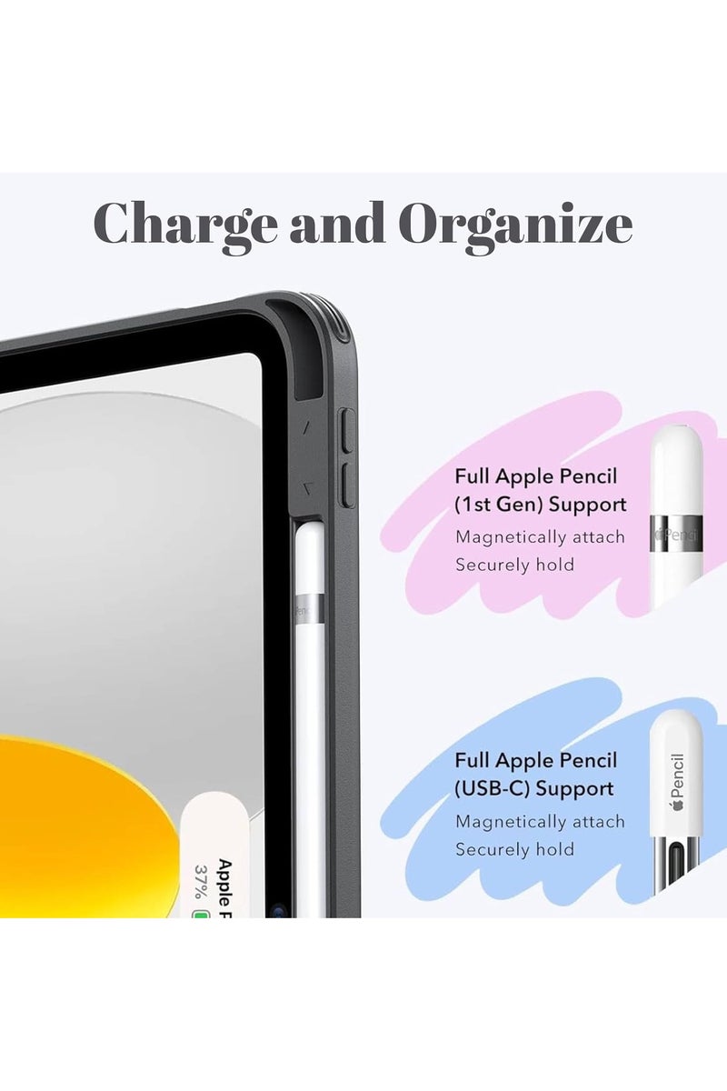 VKL Hybrid Case Compatible with iPad A16 11th Generation 11" 2025/10th Generation 10.9" 2022, Clear Acrylic Multi-Angle Hard PC Case with Pen Holder Protective Stand Cover for iPad A16 (Black) - Image 4