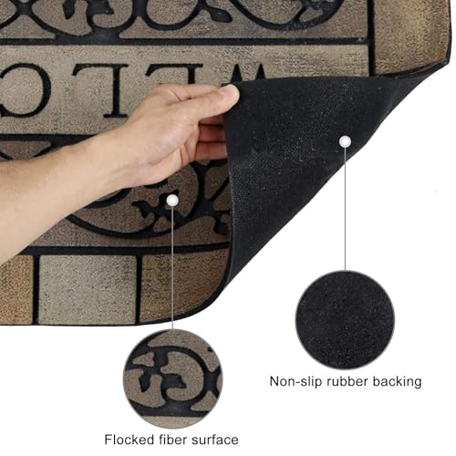 CHICHIC Entrance Door Mat Large 24 x 36 Inch Entry Way Doormat Front Door Rugs Outdoors Heavy Duty Welcome Mat, Non Slip Rubber Back Low Profile for Garage, Patio, High Traffic Area, Vine - Image 4