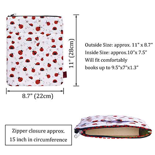 LParkin Book Sleeve Ladybug Book Protector, Book Covers for Paperbacks, Washable Fabric, Book Sleeves with Zipper, Medium 11 Inch X 8.7 Inch Book Lover Gifts - Image 5