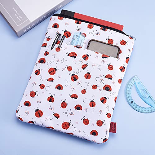 LParkin Book Sleeve Ladybug Book Protector, Book Covers for Paperbacks, Washable Fabric, Book Sleeves with Zipper, Medium 11 Inch X 8.7 Inch Book Lover Gifts - Image 3