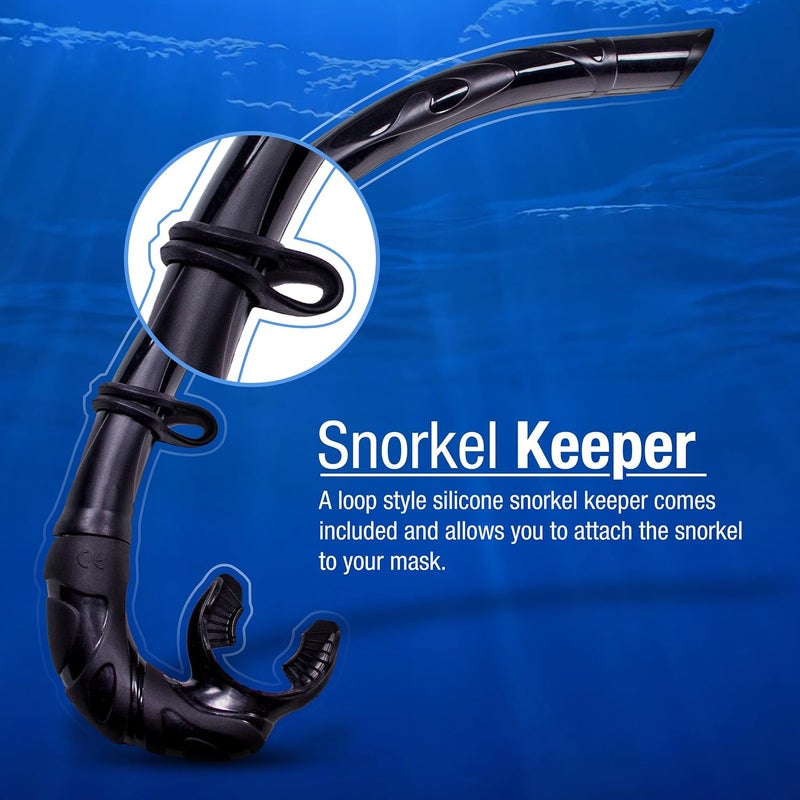 Kraken Aquatics كراكين اكواتيكس انبوب تنفس مرن قابل للطي مع شنطة تخزين مدمجة للغوص وصيد السمك بالرمح والغطس (اسود) - Image 3