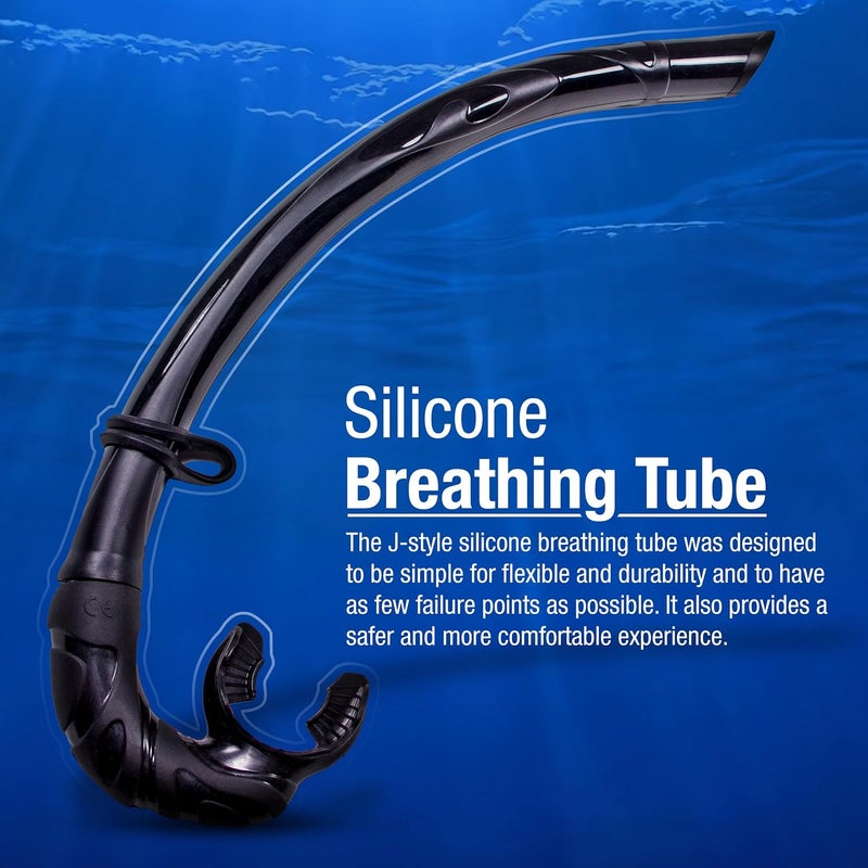 Kraken Aquatics كراكين اكواتيكس انبوب تنفس مرن قابل للطي مع شنطة تخزين مدمجة للغوص وصيد السمك بالرمح والغطس (اسود) - Image 2